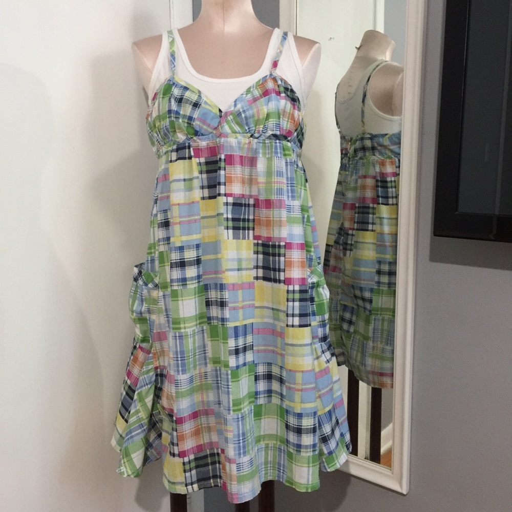 Sun dress patch design w/built in crop tank top -M